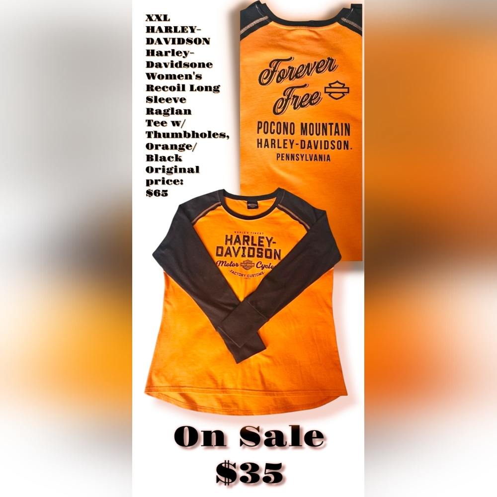Harley-Davidson Orange and Black Raglan Tee